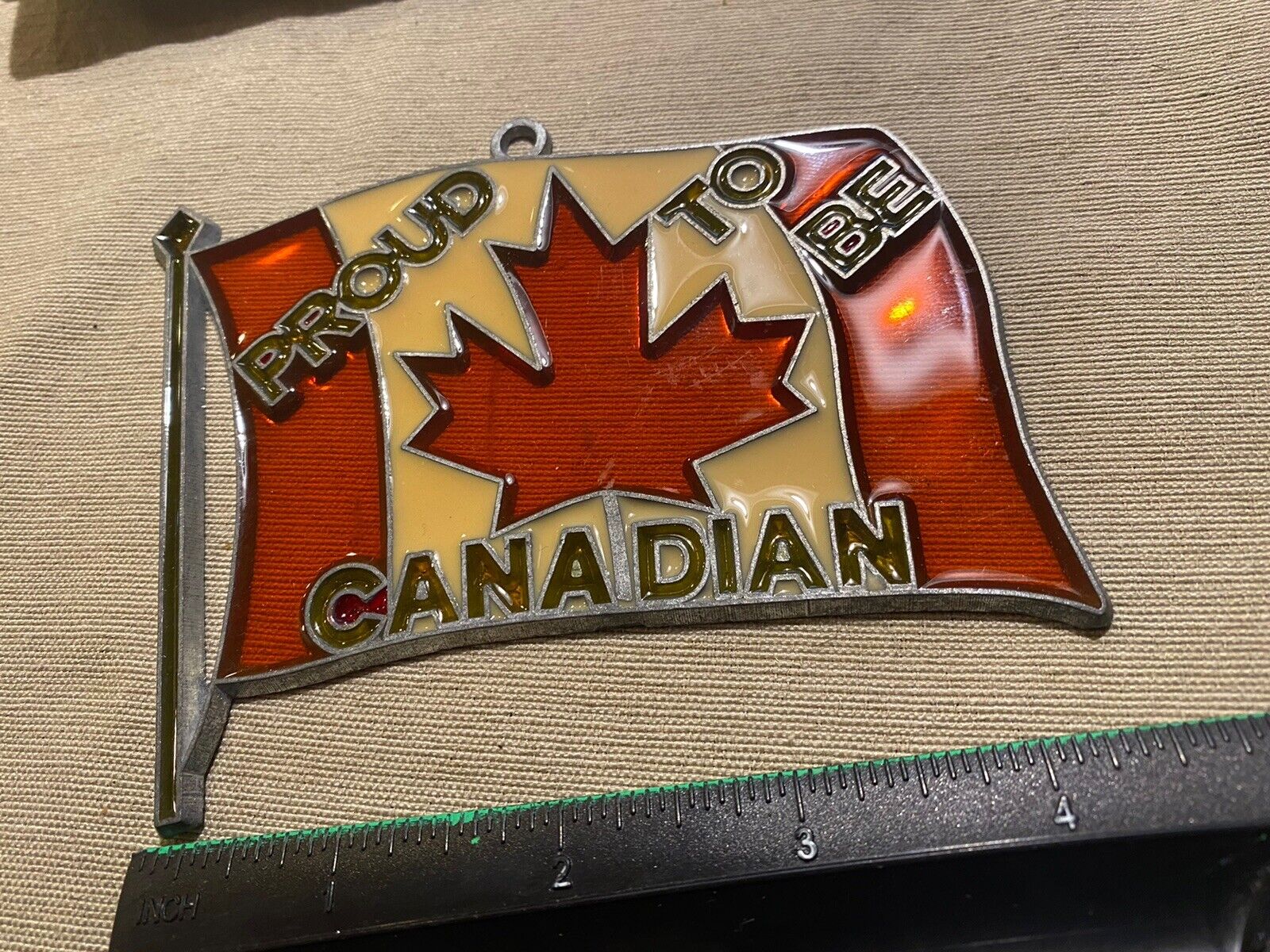 HANGING CHRISTMAS ORNAMENT STAIN GLASS SUN CATCHER -PROUD TO BE CANADIAN CANADA Без бренда