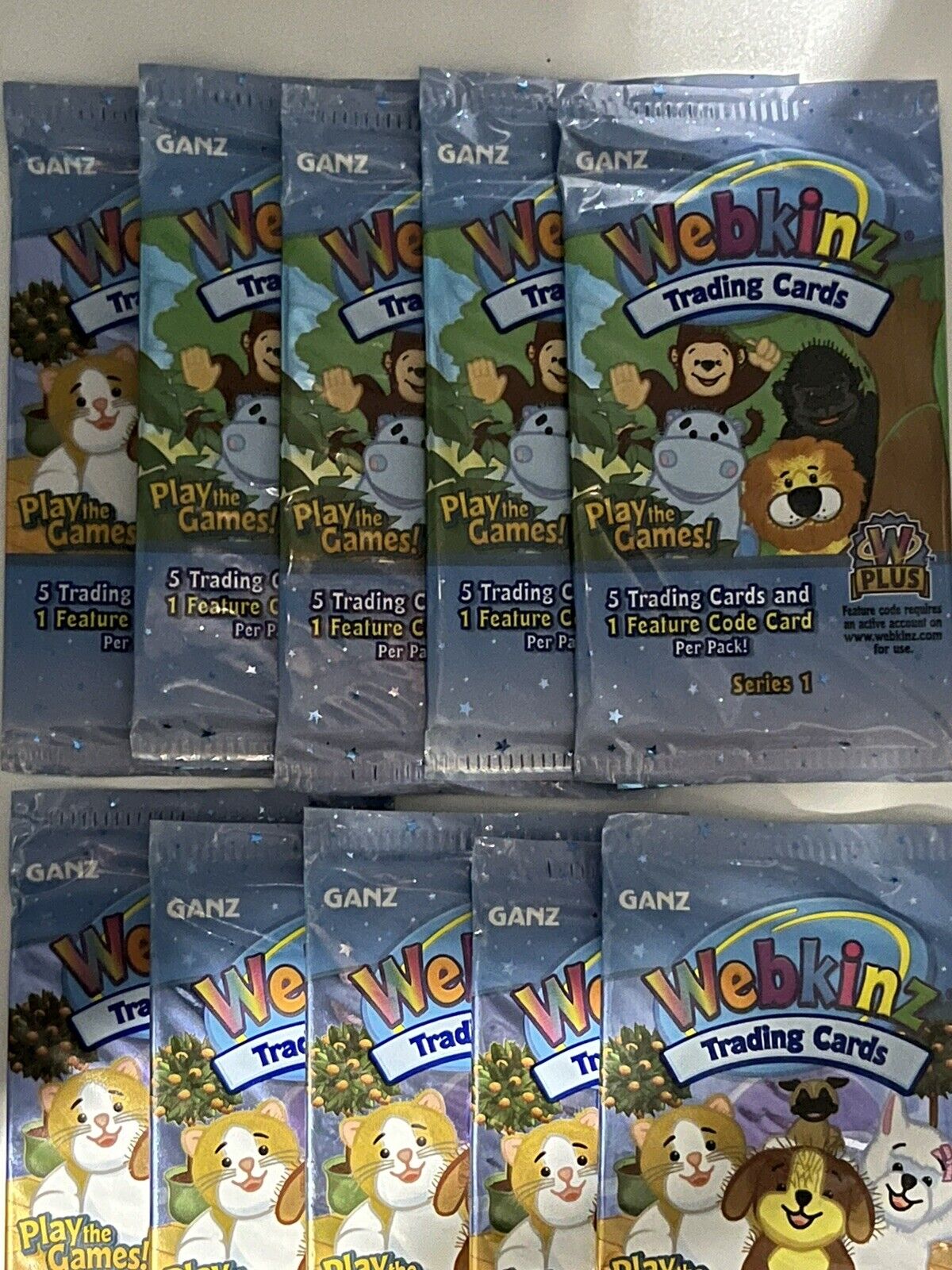 Webkinz Trading Cards Series 1 - LOT OF 10 PACKS -  New Factory Sealed- Stocking Ganz - фотография #2