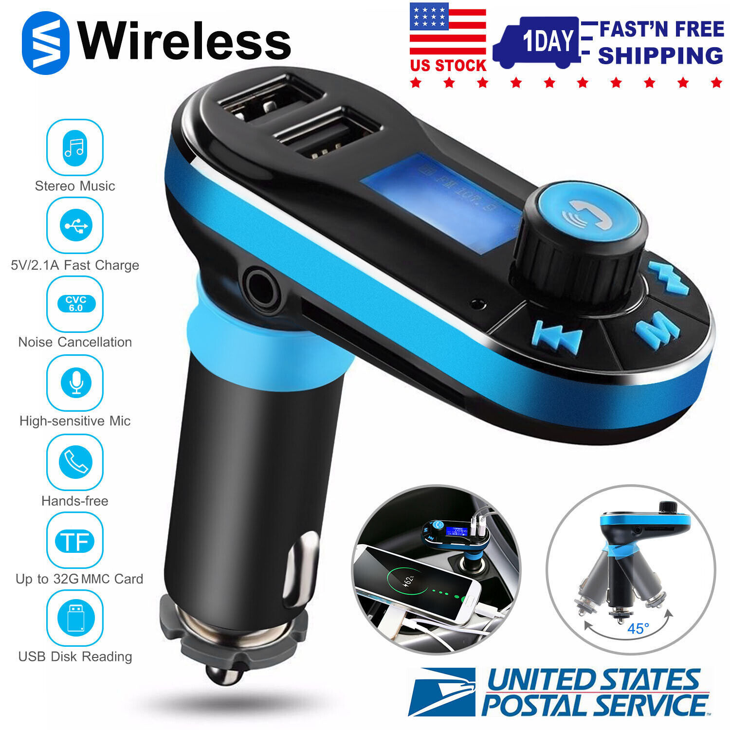 Car FM Transmitter Handsfree Wireless MP3 Player Radio Adapter Dual USB Charger iMounTEK Does Not Apply