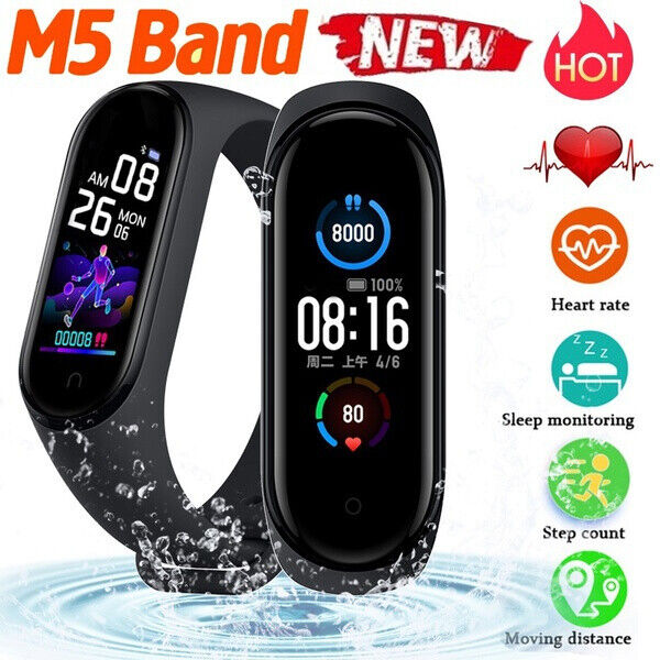Smart Band Watch Bracelet Wristband Blood Pressure Heart Rate Tracker M4 M5 JJINGER Does not apply