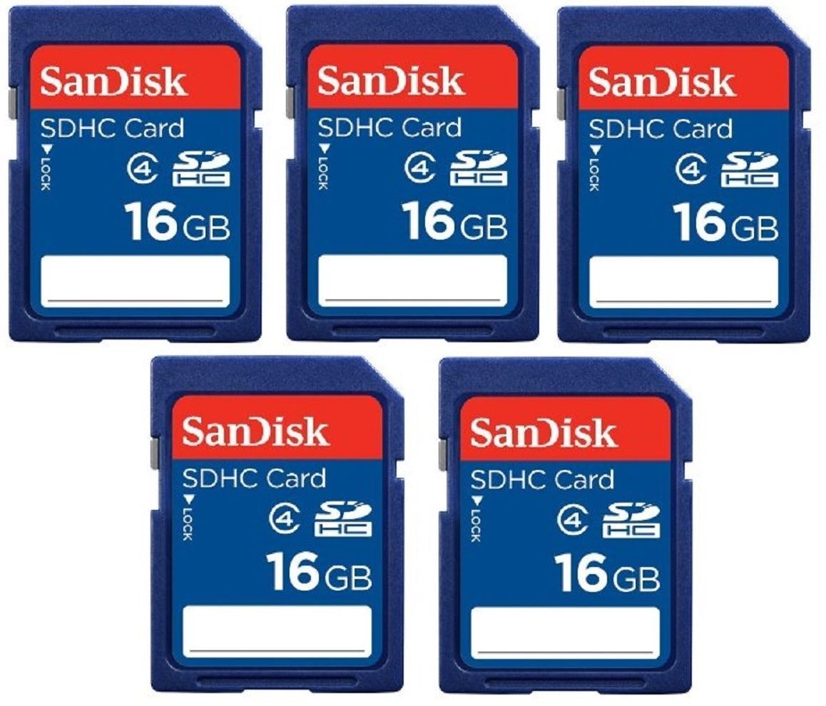 Lot of 5 x SanDisk 16GB SDHC Class 4 SD Flash Memory Card Camera SDSDB-016G-B35 SanDisk Does Not Apply - фотография #2