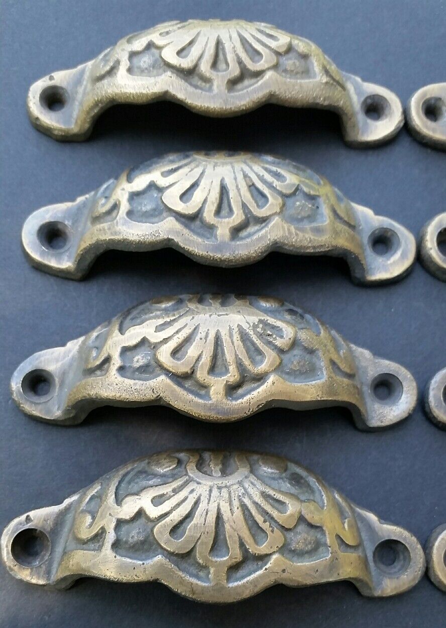 4 Apothecary Drawer Cup Pulls Handles Ant. Victorian Style Solid Brass 3"c. #A2 Без бренда - фотография #3