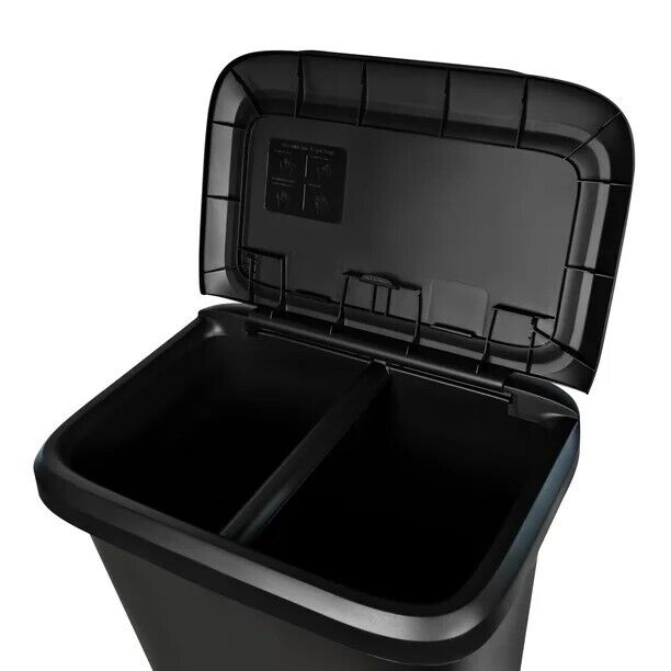 20.4 gal Dual Function XL Plastic Divided Kitchen Trash Can, Black Unbranded - фотография #8