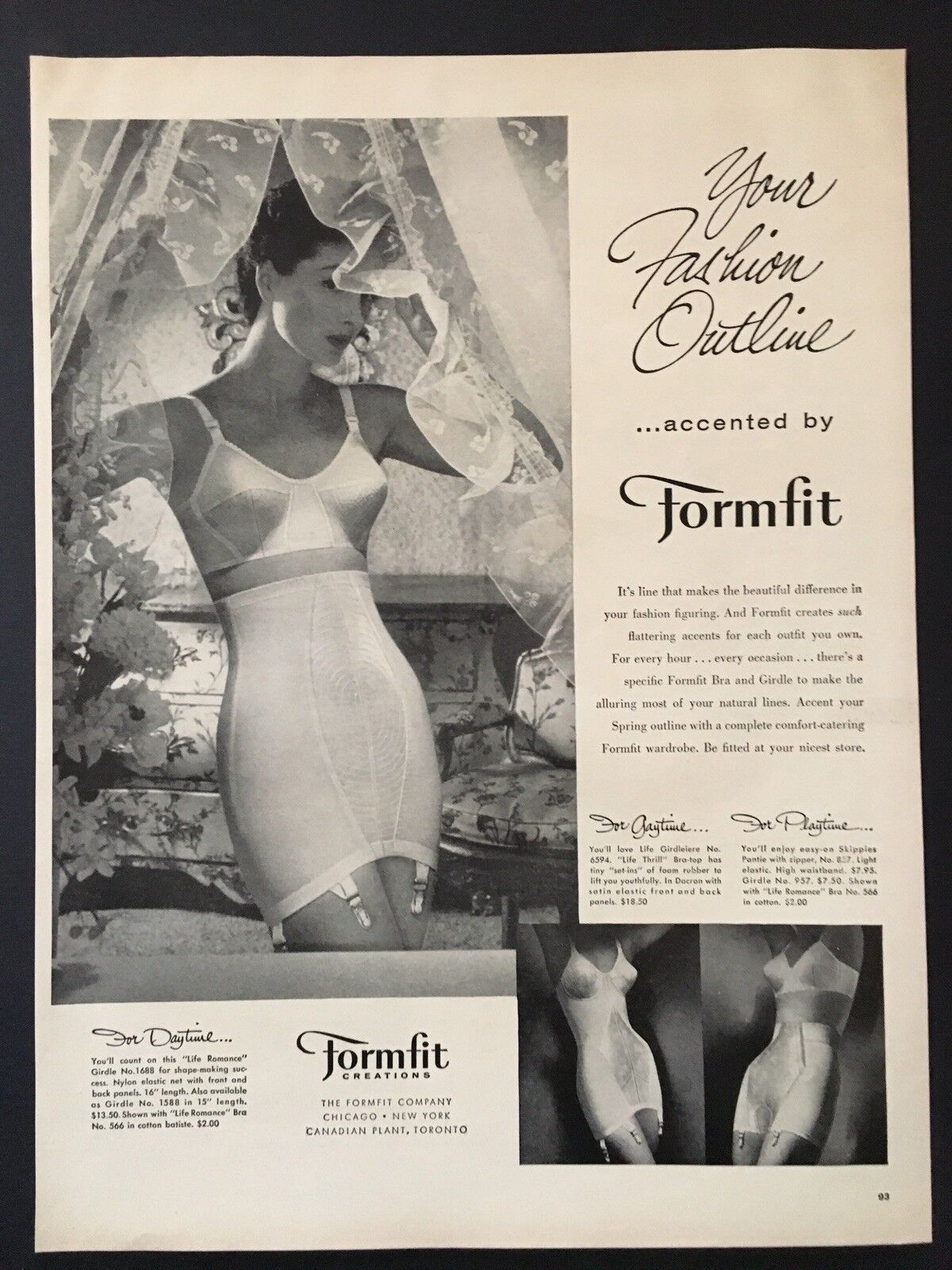 1956 Formfit Creations Ad Your Fashion Outline  accented by Formfit wardrobe FORMFIT