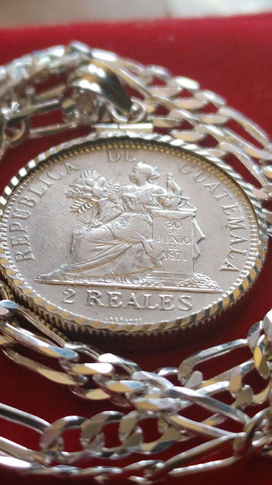 1894 Guatemala Muskets Scales of Justice 2 REALES Pendant  18" 925 SILVER CHAIN Everymagicalday - фотография #10
