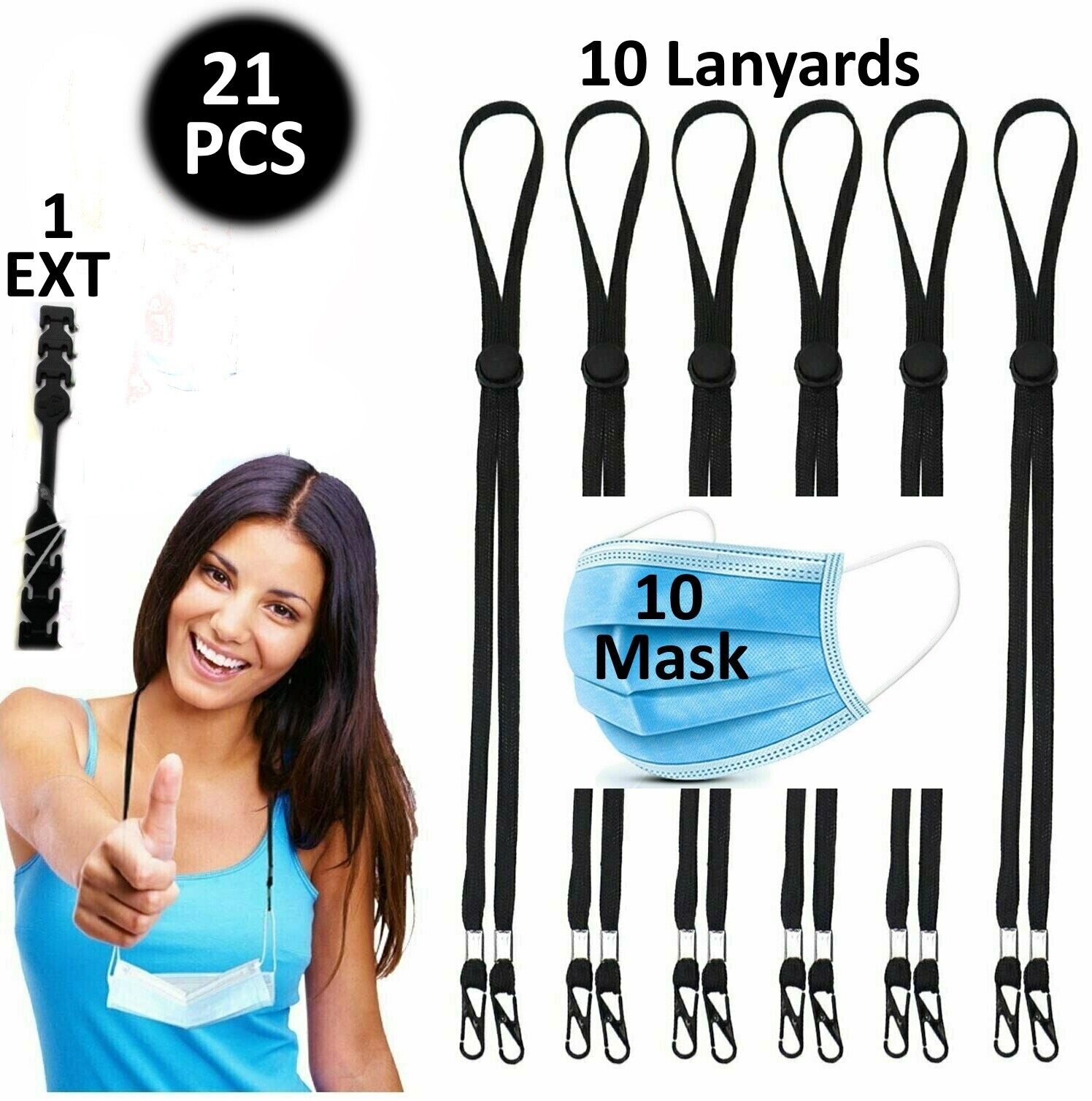 21PC Adjustable Mask Lanyard Face Mask Extender Ear Savers for Mask Strap Holder Unbranded Does Not Apply