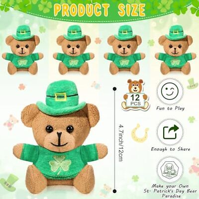  12 Pcs St. Patrick's Day Bear Stuffed Animal Mini Bear Plush Toys Fresh Does not apply Does Not Apply - фотография #6
