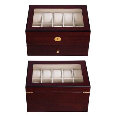 6 10 12 20 24 Watch Display Case Wooden Glass Top Jewelry Storage Organizer Box Apluschoice 20WDW_v - фотография #3