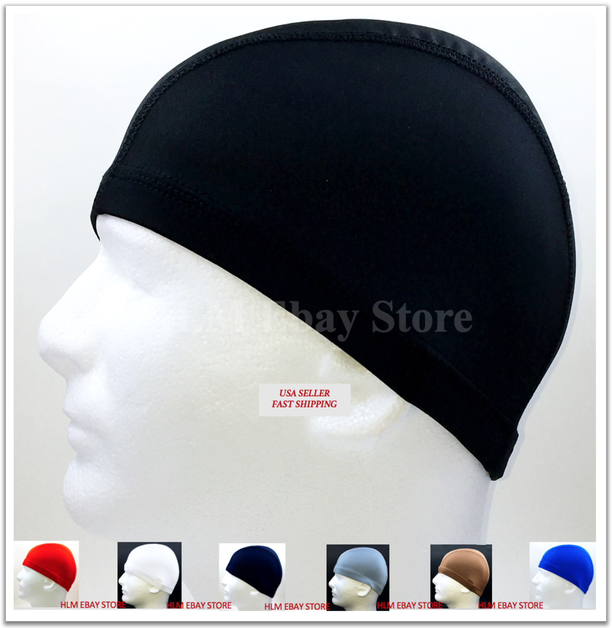 Spandex Dome Cap Helmet Liner FootBall Biker Beanie Hat Head Black *Please Read* Unbranded