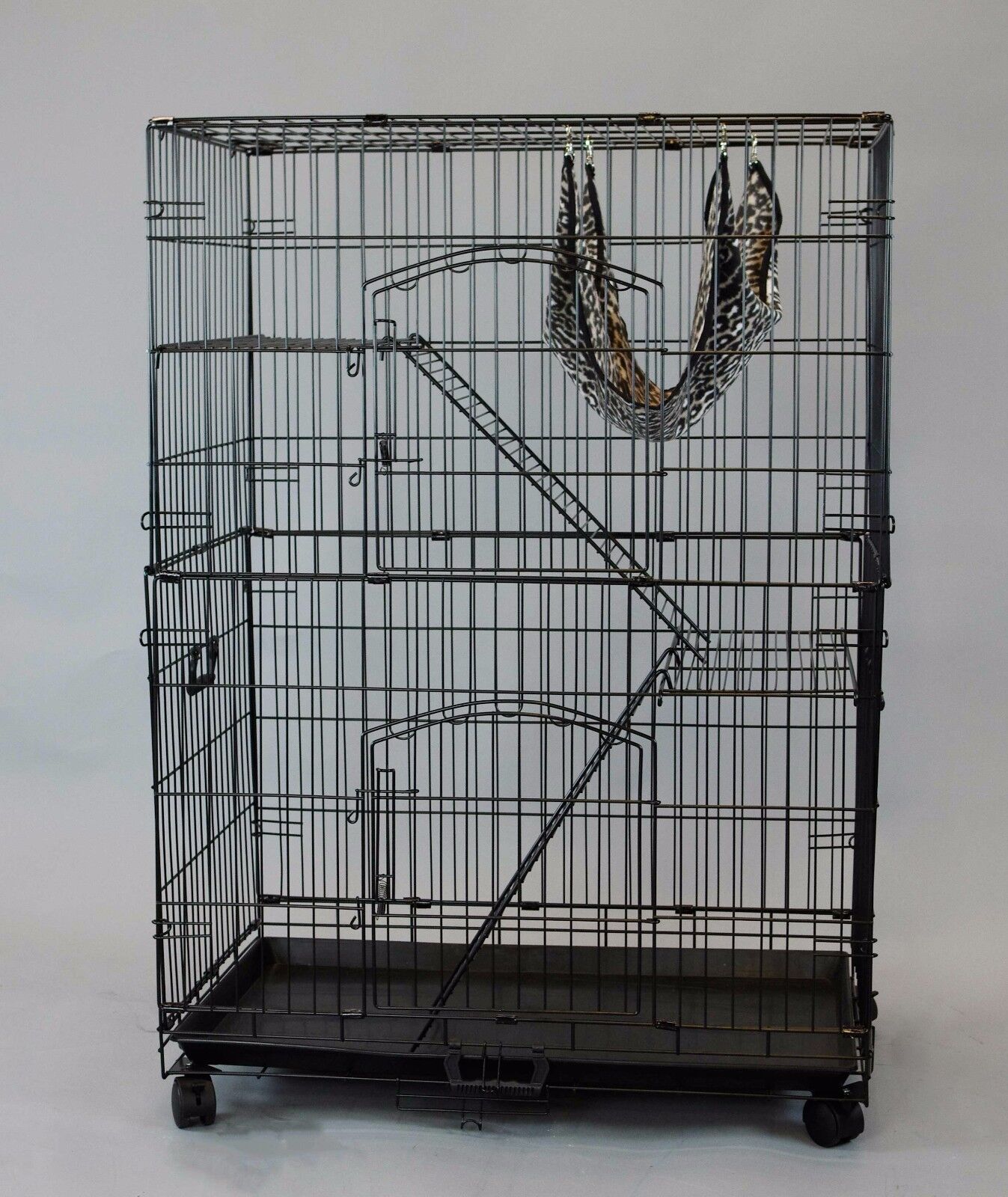 30" New Homey Pet Folding Wire Cat Ferret Chinchilla Cage Crate w Tray &Hammock  Homey Pet Station CT-W41-BLK - фотография #4
