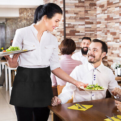 2Pcs Waiter Aprons with 3 Pockets Waitress Waist Aprons with Long Straps☀ .0 Unbranded does not apply - фотография #6