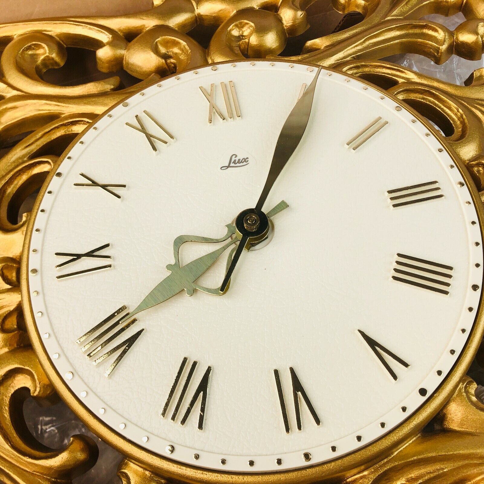 vtg robershaw lux clock gold filigree hollywood regency wall clock new old stock Без бренда - фотография #10