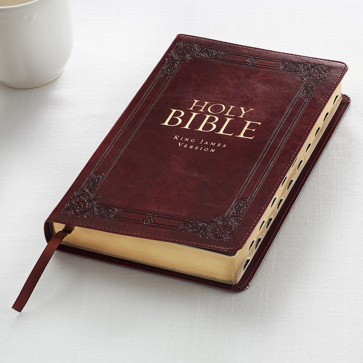 Holy Bible King James Version Thumb Indexed Burgundy Faux Leather Gift Bible Без бренда