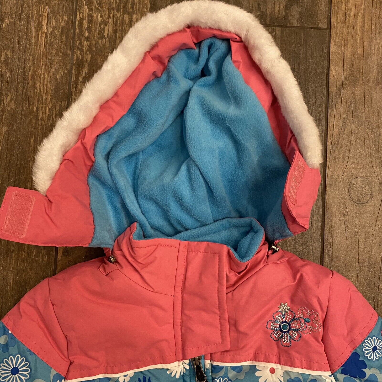 Rugged Bear Girls Winter Coat Lines Jacket Size 2T Hooded NWT Floral Turquoise Rugged Bear - фотография #3
