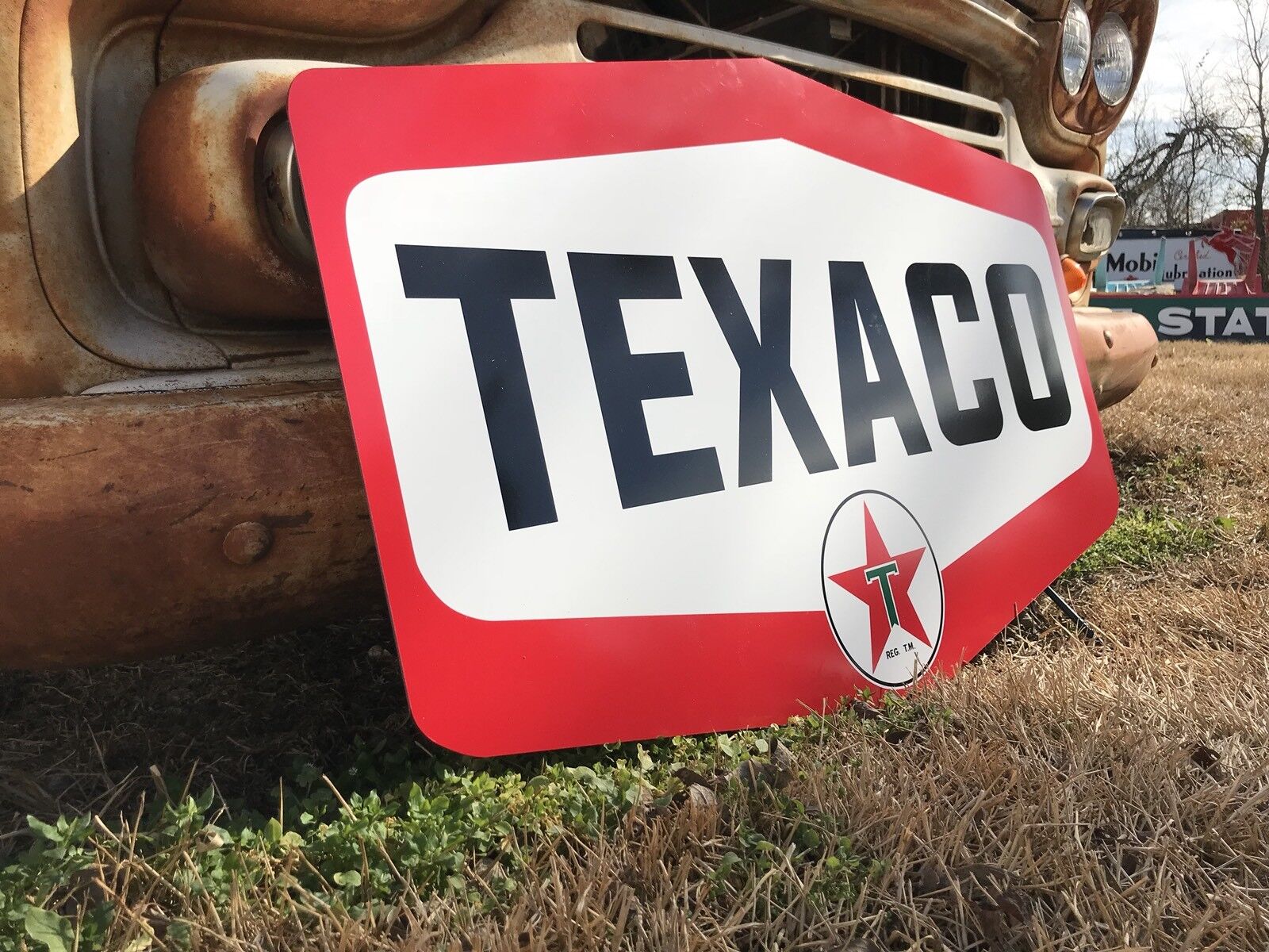 Antique Vintage Old Style Texaco Motor Oil Sign Без бренда - фотография #3