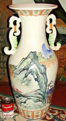 Chinese Japanese Very Large Floor Urn Vase Painted Scenes Two Handles Без бренда - фотография #3