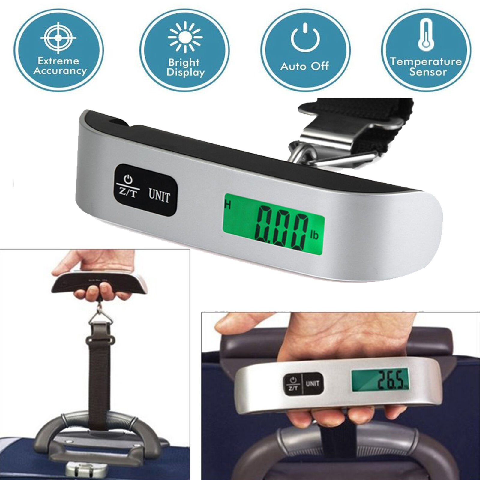 50kg/10g Portable Travel LCD Digital Hanging Luggage Scale Electronic Weight Unbranded