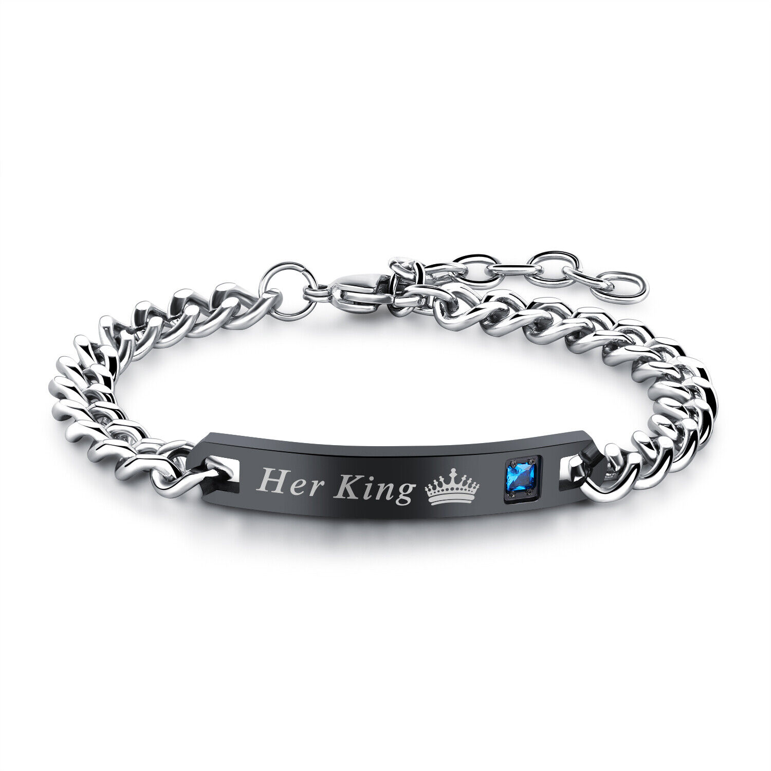 Stainless Steel His and Hers Lovers Matching His Queen Her King Couple Bracelet JewelryWe - фотография #2
