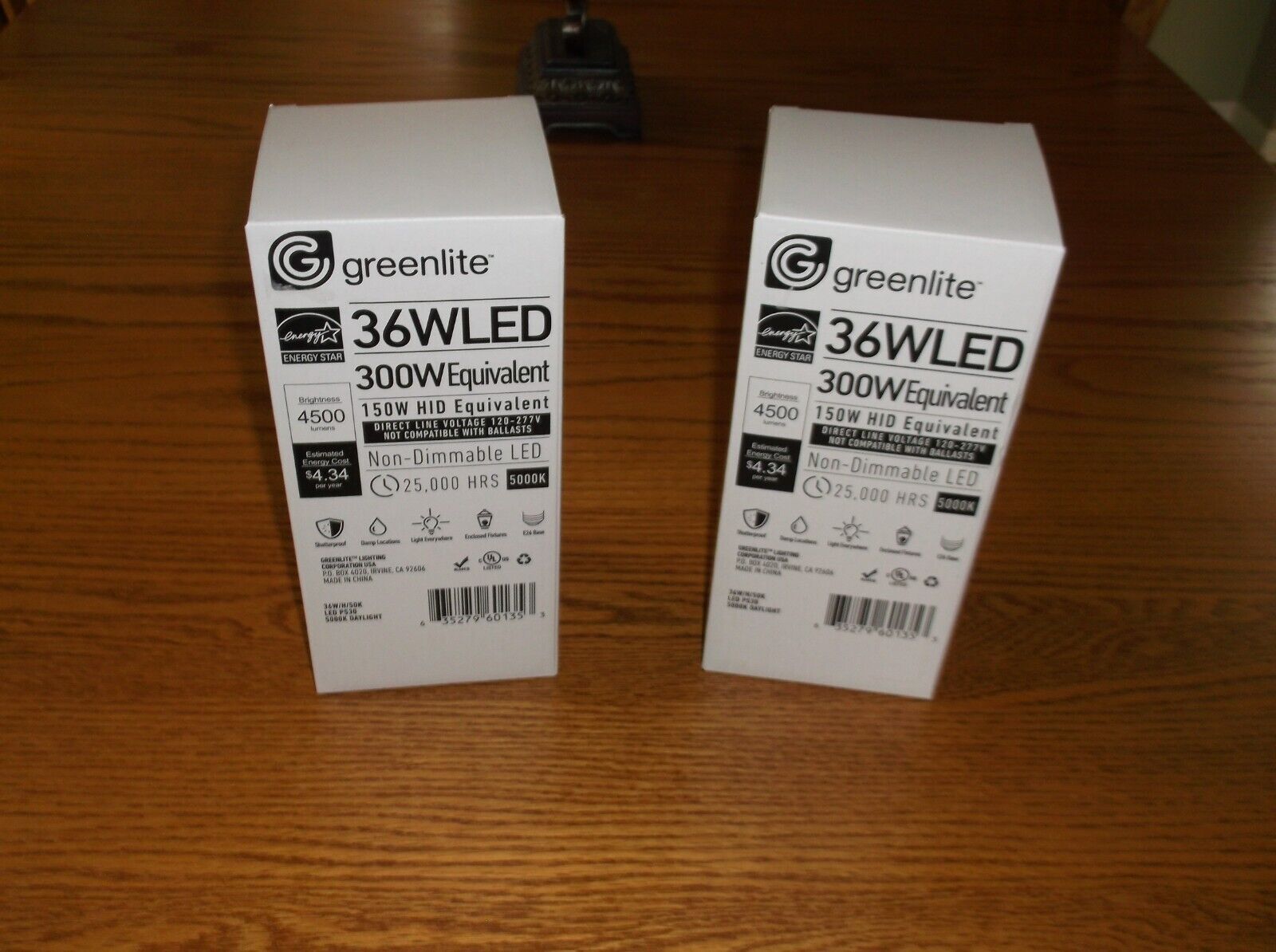 (LOT OF 2) 36W LED Plant Grow Light Bulbs Full Spectrum 5000K Daylight 300W eq Greenlite 36W/H/50K