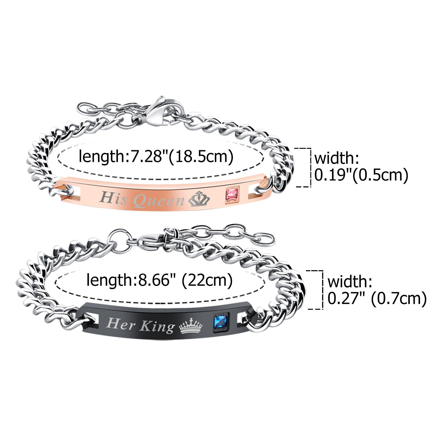Stainless Steel His and Hers Lovers Matching His Queen Her King Couple Bracelet JewelryWe - фотография #4