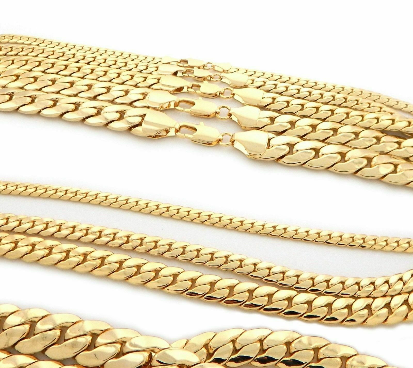 Mens Miami Cuban link Chain Necklace Bracelet 14K Gold Plated Hiphopstylist - фотография #6
