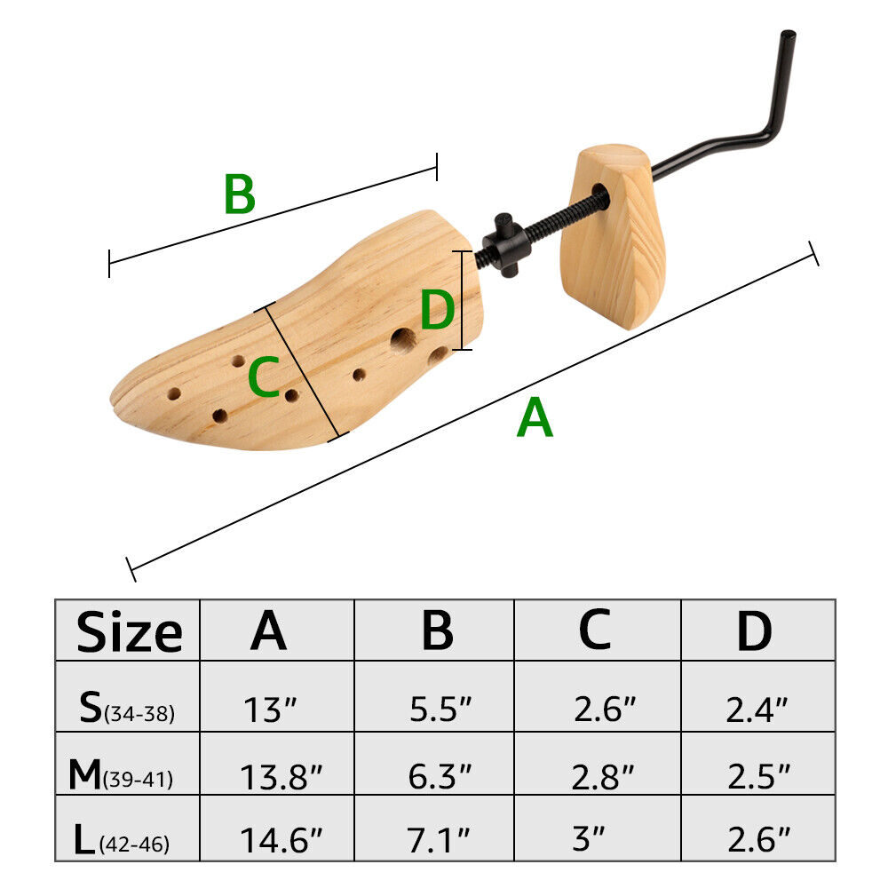 Unisex Women Men Wooden Adjust 2-Way Shoe Trees Stretcher Expander US Size 4-12 Unbranded Does Not Apply - фотография #7