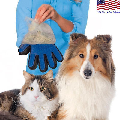 Pet Dog Cat Gentle Deshedding Brush Grooming Glove Massage Hair Fur Removal Tool WhizzoTech Does Not Apply