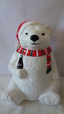 Cavanagh 1996 Polar Bear Coca Cola Christmas Scarf Cookie Jar #G87 Coca-Cola