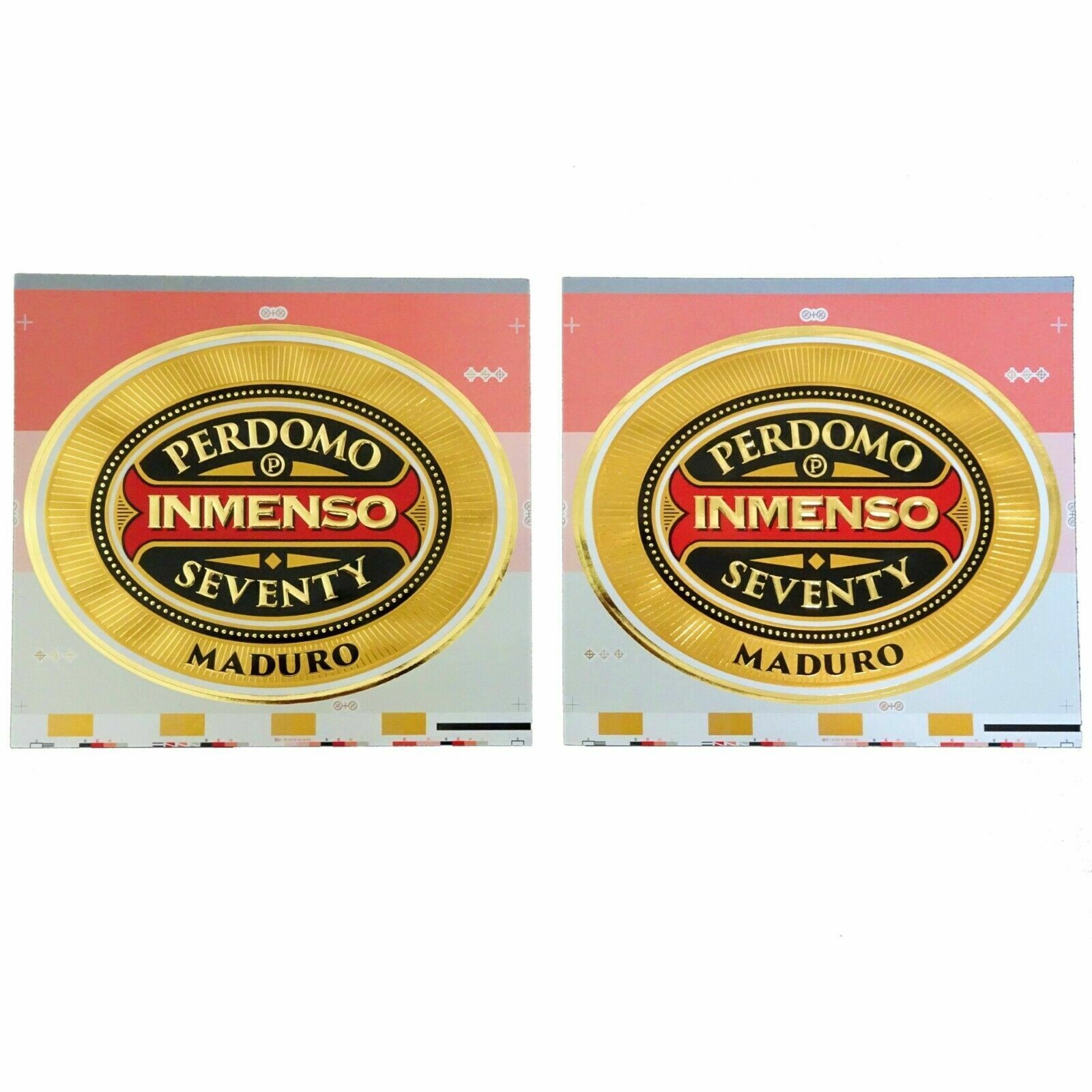 Lot of 2 Perdomo Inmenso Seventy Maduro Cigars Box Labels 4x5 Decals Stickers  Без бренда