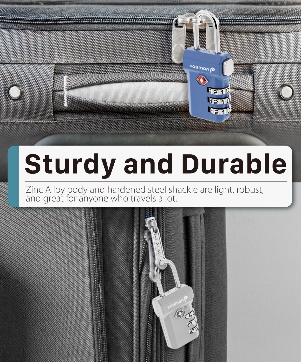 4xTSA Approve 3 Digit Combination Travel Suitcase Luggage Bag Lock Padlock Reset Fosmon 51052HOM - фотография #4