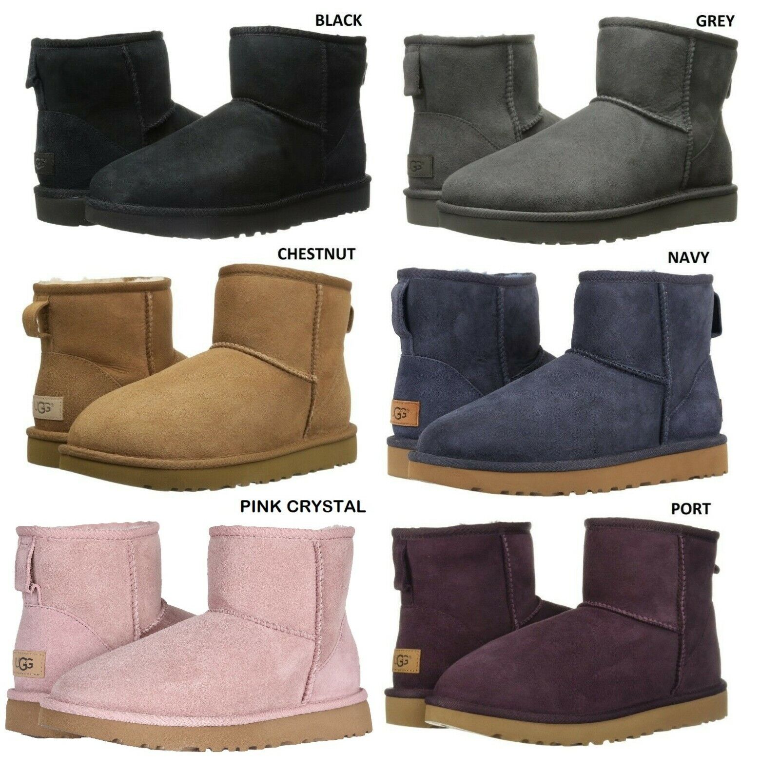 NEW 100% UGG Women's Classic Mini II Winter Boots Shoes Black Chestnut + UGG 1016222
