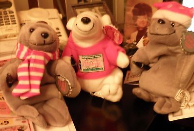 Coca-Cola Plush Bear and two Seals "the Collection Classic" 1997 n 1998 Coca-Cola