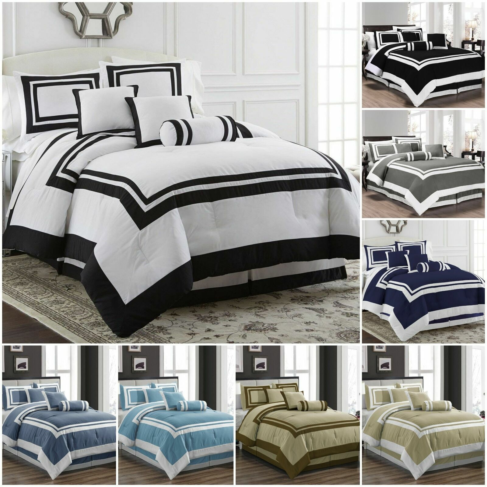 Chezmoi Collection 7-Piece Hotel style Comforter Set Full, Queen, King, Cal King Chezmoi Collection Caprice