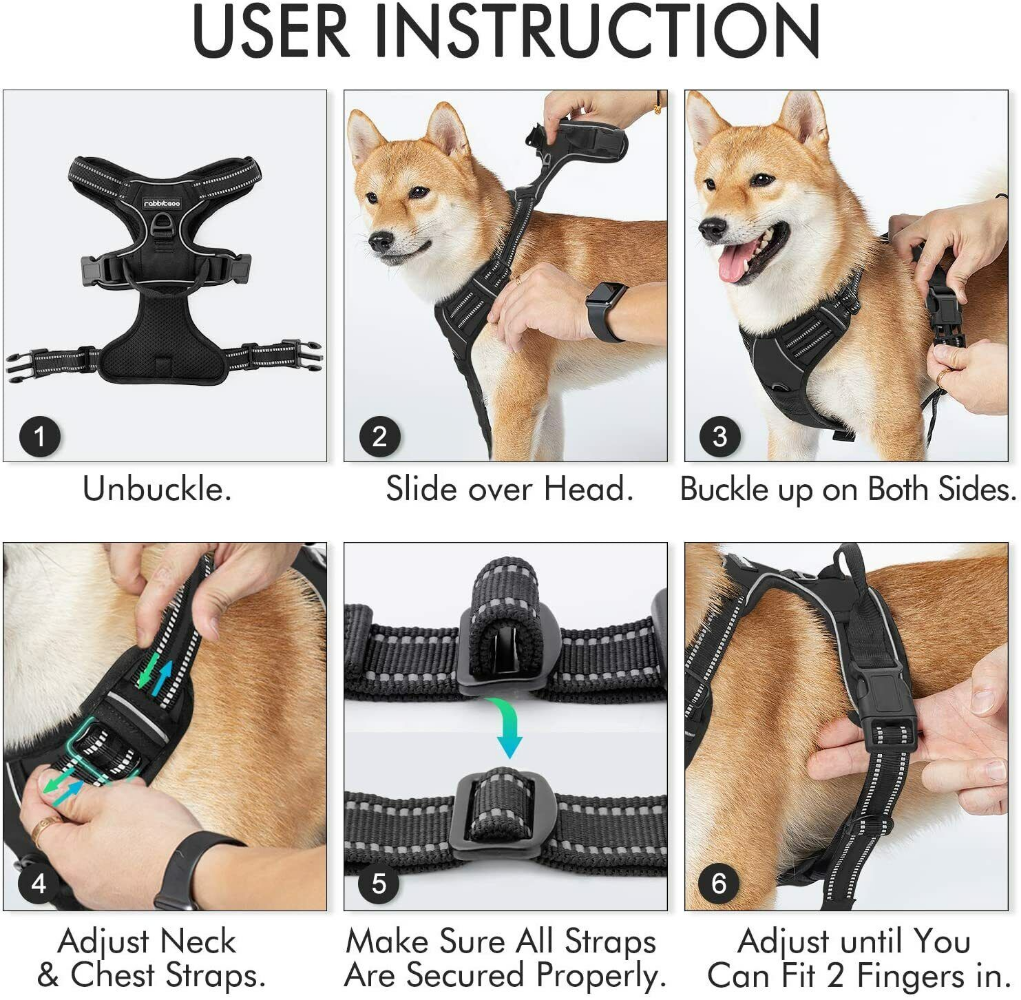rabbitgoo Dog Harness No-Pull with 2 Leash Clips Adjustable Pet Vest Reflective Rabbitgoo B07D4G31SC - фотография #3