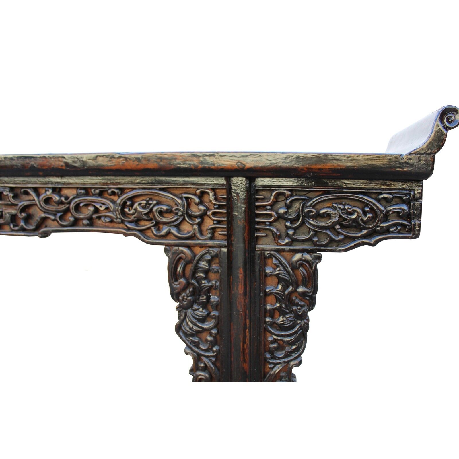 Chinese Vintage Dark Brown Dragon Carving Long Altar Console Table cs4567 Handmade Does Not Apply - фотография #5