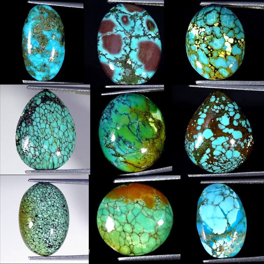 Natural Tibet Turquoise Oval Pear Cabochon Collection Loose Gemstone Handmade