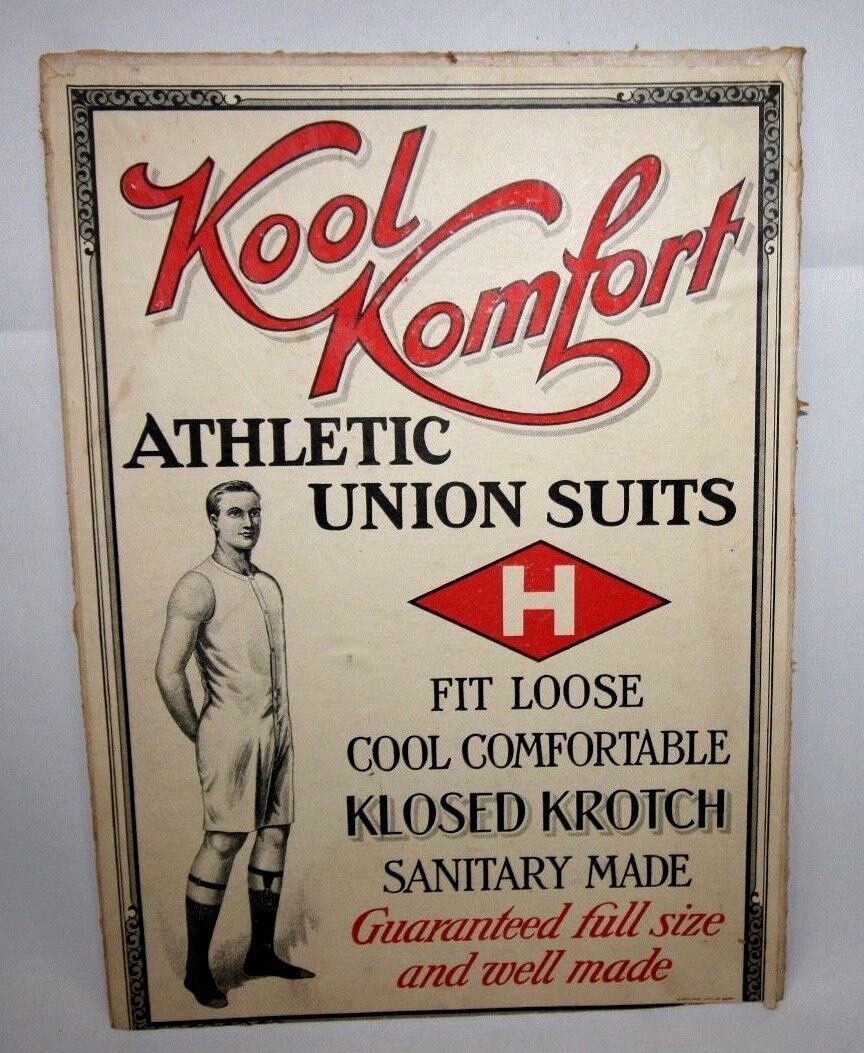  1920's Kool Komfort Athletic Union Suits  Box Top or Sign Measuring 9.5 x 13 Без бренда