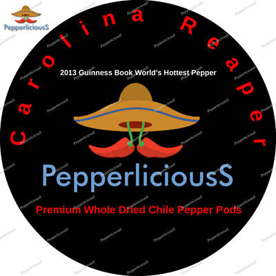 20 DRIED CAROLINA REAPER PEPPER PODS - WORLDS HOTTEST CHILI - with SEEDS PepperliciousS Pepper Company NA - фотография #8