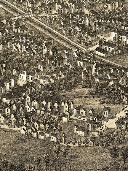 1880 Rochester New York Vintage Old Panoramic NY City Map - 20x30 Без бренда - фотография #4