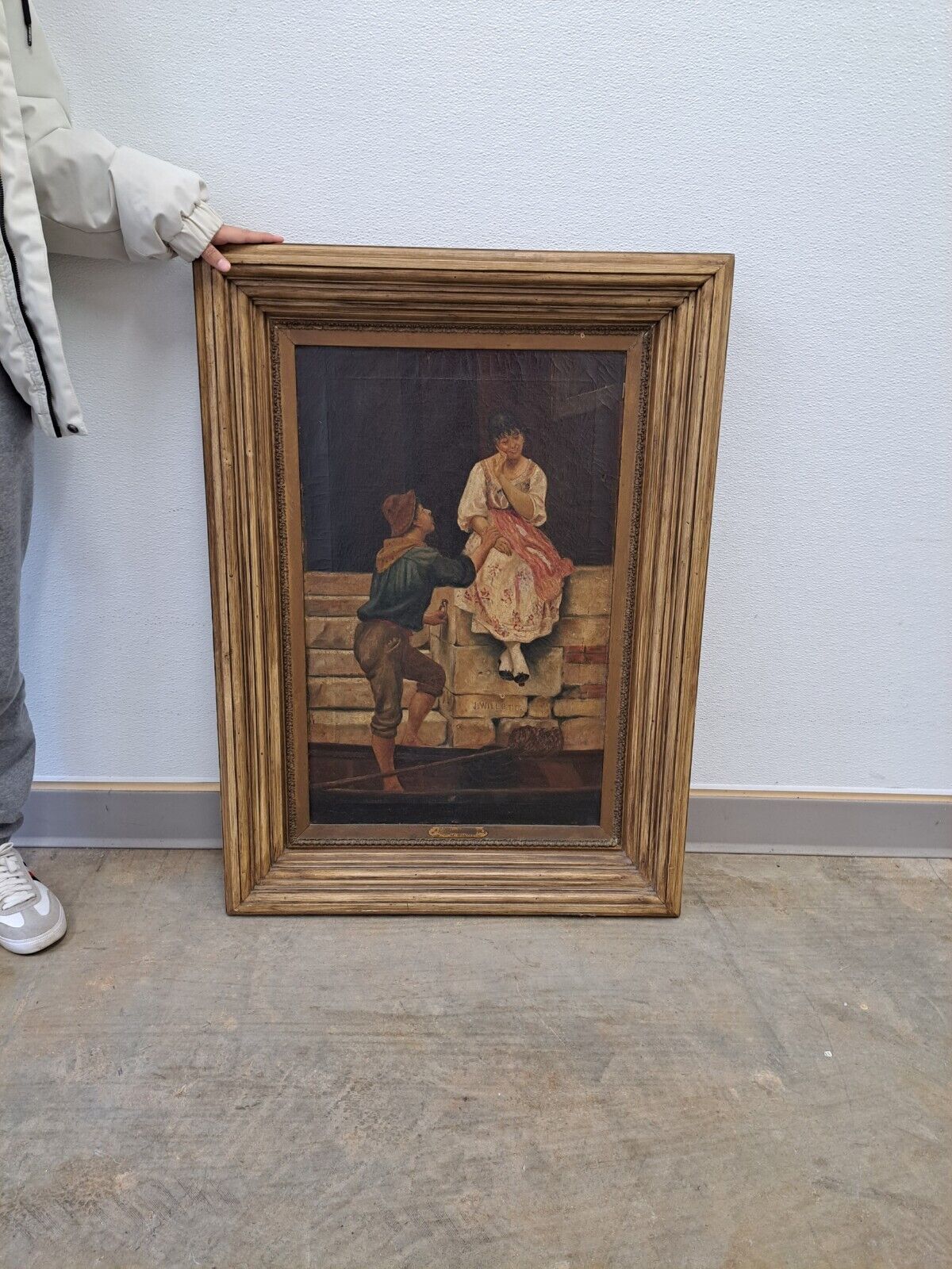Large Antique JACQUES WILLETT Oil on Canvas Painting Museum Piece Без бренда