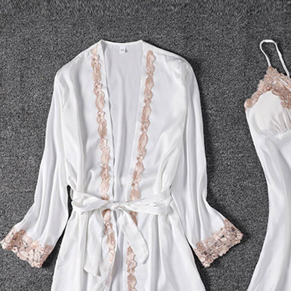 5pcs Women Satin Silk Bathrobe Nightdress Shorts Pajamas Sleepwear Lingeries Set Unbranded Does Not Apply - фотография #4