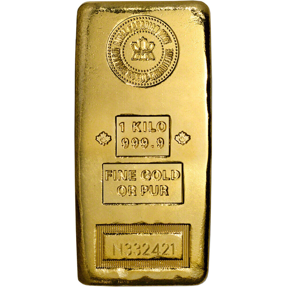 Kilo 32.15 oz Gold Bar RCM Royal Canadian Mint .9999 Fine with Assay Certificate Без бренда