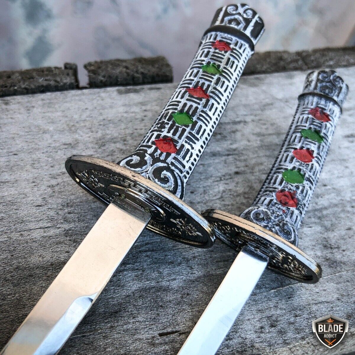 2PC Japanese Samurai Sword Fixed Blade Letter Opener Katana Knife w Stand NEW Без бренда - фотография #5