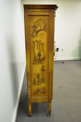 Vintage Oriental Chinese Asian Lacquered Figural Painted Mirrored Cabinet Curio Без бренда - фотография #4