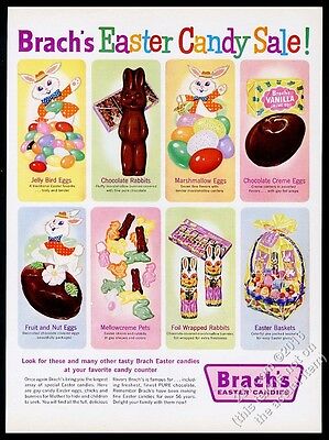 1961 Brach's Easter candy chocolate bunny rabbit marshmallow egg etc print ad Без бренда