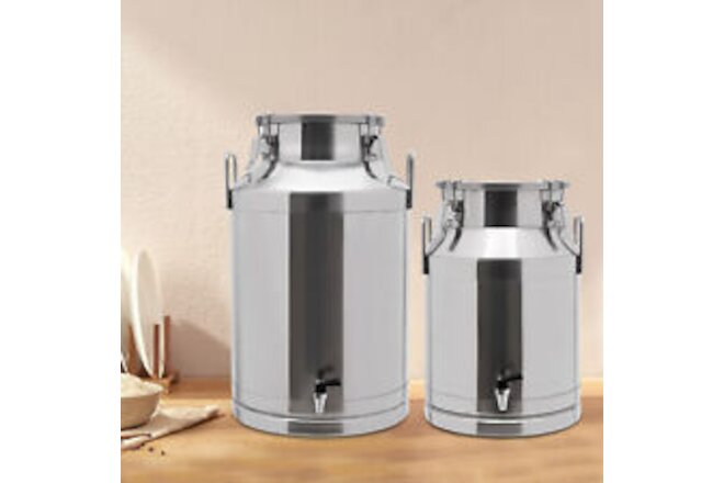 60L Stainless Steel Milk Can Oil Pail Storage Bucket Wine Barrel Canister+Faucet