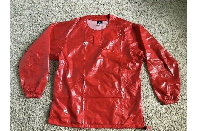Mizuno Polyurethane wet look pvc pullover baseball team Jacket shiny Medium red