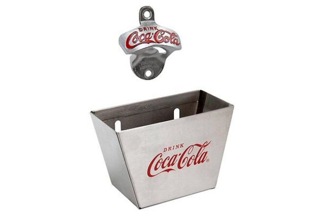 TableCraft Coca-Cola / Coke Wall Mount Bottle Opener & Cap Catcher