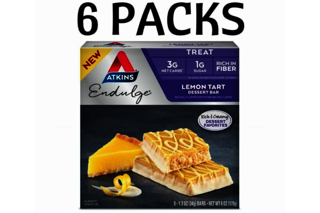 6 Packs -Atkins Endulge Desert Bar - Lemon Tart KETO PALEO  DIABETIC Weight loss