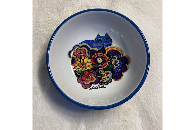 Laurel Burch Carlotta Cat Bowl Trinket Dish Floral Ceramic New (B2)